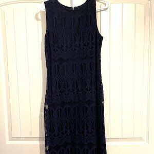 Sharagano Sleeveless Lace Midi Dress